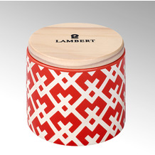 Lambert Ebba Duftkerze im Keramikgefäß mit Deckel rot/weiß