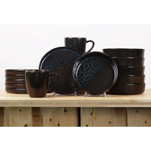 Le Coq Porcelaine 18-tlg. Frhstcksservice fr 6 Personen, Phobos Schwarz Blau