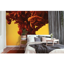 Livingwalls Fototapete Designwalls 3D Tapete Abstract Art rot orange gelb Vliestapete glatt 3,50 m x 2,55 m