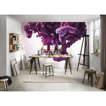 Livingwalls Fototapete Designwalls 3D Tapete Abstract Art violett weiß Vliestapete glatt 3,50 m x 2,55 m