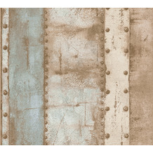 Livingwalls Vliestapete Industrial Tapete in Vintage Optik beige blau braun 377431 10,05 m x 0,53 m