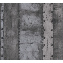 Livingwalls Vliestapete Industrial Tapete in Vintage Optik grau schwarz 377434 10,05 m x 0,53 m