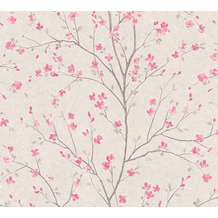 Livingwalls Vliestapete Metropolitan Stories Tapete mit Kirschblüten Mio Tokio braun rosa weiß 379121 10,05 m x 0,53 m