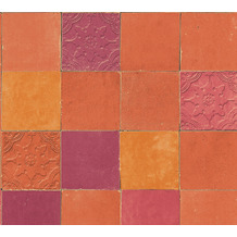 Livingwalls Vliestapete New Walls Tapete Finca Home in Fliesen Optik orange rot 374065 10,05 m x 0,53 m