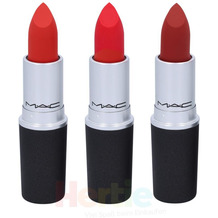 MAC Powder Kiss Lipstick Trio Set 3x3gr, Style Shocked / Lasting Passion/ Devoted To Chili 9 gr