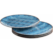 Mäser AQUAMARINE Tafelset mit ZikZak Muster, aus Keramik im 12er Set Blau