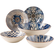 Mäser IBERICO BLUE 15-teiliges Bowl Set im maurischen Stil, 3 Salatschüsseln groß und 12 Schalen für Salat, Müsli, Suppe oder Pasta, mit verschiedenen Vintage Mustern