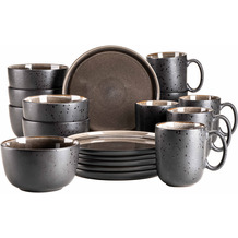 Mäser NIARA Frühstücksservice für 12 Personen, 36-teilig aus Keramik in Schwarz, Grau