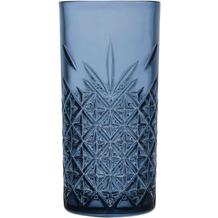 Mäser TIMELESS Longdrinkgläser 450 ml, 4 Trinkgläser mit Diamant-Relief in Kristallglas Optik, dickwandiges robustes Gläserset, farbiges Longdrink Gläser Set Blau