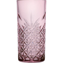 Mäser TIMELESS Longdrinkgläser 450 ml, 4 Trinkgläser mit Diamant-Relief in Kristallglas Optik, dickwandiges robustes Gläserset, farbiges Longdrink Gläser Set Pink