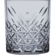 Mäser TIMELESS Whiskygläser 34,5 cl, 4-teiliges Whisky Gläser Set mit Diamant-Relief in Kristallglas Optik, dickwandiges robustes Tumbler Glas, farbige Whiskytumbler Grau