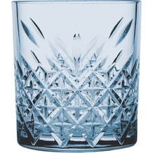 Mäser TIMELESS Whiskygläser 34,5 cl, 4-teiliges Whisky Gläser Set mit Diamant-Relief in Kristallglas Optik, dickwandiges robustes Tumbler Glas, farbige Whiskytumbler Hellblau