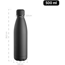 Mäser Vakuum Isolierflasche 500 ml - Isolierte Trinkflasche für heiße und kalte Getränke - Auslaufsichere Thermoflasche - Matt Schwarze Isoflasche Schwarz
