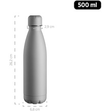 Mäser Vakuum Isolierflasche 500 ml - Isolierte Trinkflasche für heiße und kalte Getränke - Auslaufsichere Thermoflasche - Matt Graue Isoflasche Grau