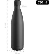 Mäser Vakuum Isolierflasche 750 ml - Isolierte Trinkflasche für heiße und kalte Getränke - Auslaufsichere Thermoflasche - Matt Schwarze Isoflasche Schwarz