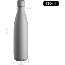 Mäser Vakuum Isolierflasche 750 ml - Isolierte Trinkflasche für heiße und kalte Getränke - Auslaufsichere Thermoflasche - Matt Graue Isoflasche Grau