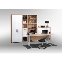 MAJA Möbel Büro Set I, 6-tlg. mit Aktenschrank - Sonoma Eiche - weiß Hochglanz
