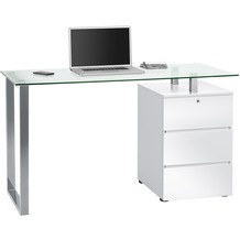 MAJA Möbel Schreib- und Computertisch OFFICE EINZELMODELLE Metall Chrom - weiß Hochglanz 130 x 75 x 60 cm