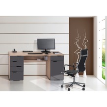 MAJA Möbel Schreib- und Computertisch OFFICE EINZELMODELLE Sonoma-Eiche - grau Hochglanz 160 x 74,5 x 67 cm