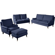 Max Winzer Sofa 3-Sitzer (2-geteilt) Passion Flachgewebe (Leinenoptik) dunkelblau 210 x 108 x 94