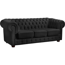 Max Winzer Bridgeport Sofa 3-Sitzer pigmentiertes Nappaleder schwarz