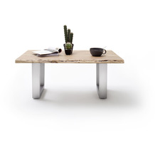 MCA furniture CARTAGENA Couchtisch 110 natur|Edelstahl gebürstet V Fuß  110 x 45 x 70 cm