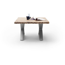 MCA furniture Cartagena Couchtisch natur Edelstahl gebrstet X-Beine 75 x 45 x 75 cm
