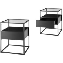 MCA furniture EVORA Beistelltisch schwarz  1 Schubkästen 43 x 54 x 43 cm