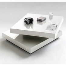 MCA furniture Hugo Couchtisch mit drehbarer Deckplatte, Hochglanz weiß