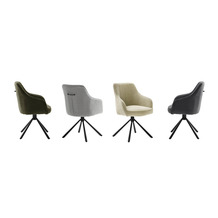 MCA furniture KASAMA 4 Fuß Stuhl mit Armlehnen & Griff, 2er Set, olive