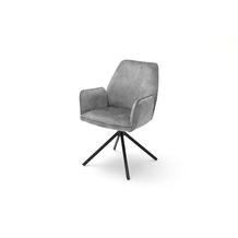 MCA furniture OTTAWA 4 Fuß Stuhl mit Armlehnen 2, 2er Set, grau