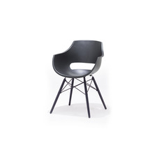 MCA furniture ROCKVILLE Schalenstuhl, graue Schale, Gestell Buche Massiv schwarz lackiert 4er Set