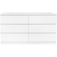 Möbilia Sideboard Spanplatte melaminbeschichtet, Schubladen + Deckplatte MDF lackiert weiß Hochglanz