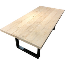 Möbilia Tisch 160x90 cm Platte Fichte/Tanne, Gestell antikschwarz U-Form