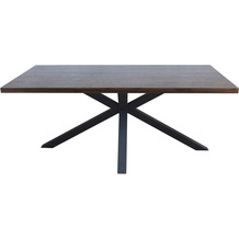 Möbilia Tisch 180x90 cm Platte Nussbaum-Dekor, Gestell matt schwarz 17020006