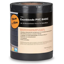 NOOR Sichtschutzstreifen PVC Zaunblende 0,19x35 m Basic 450 gr/m² inkl. 25 Klemmschienen Farbe anthrazitgrau (RAL 7016)