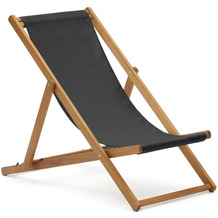 Nosh Adredna klappbarer Outdoor Liegestuhl schwarz und massives Akazienholz