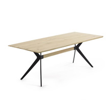 Nosh Amethyst Tisch aus Eichenfurnier mit gebleichtem Finish, Stahlbeinen in Schwarz 160x90cm