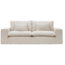 Nosh Anarela 3-Sitzer-Sofa mit abnehmbarem Bezug und Kissen aus Leinen Beige 280 cm