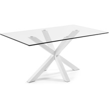 Nosh Argo Tisch aus Glas und Stahlbeine weiß 160 x 90 cm