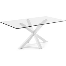Nosh Argo Tisch aus Glas und Stahlbeine weiß 200 x 100 cm
