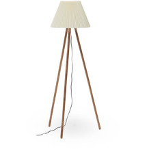 Nosh Benicarlo Stehlampe aus Kautschukholz mit natürlichem Finish und Beige