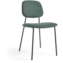 Nosh Benilda stapelbarer dunkelgrüner Stuhl mit Eichenfurnier und Stahl mit schwarzem Finish