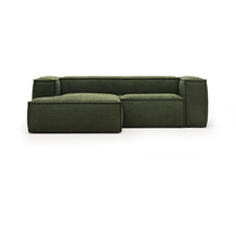 Nosh Blok 2-Sitzer-Sofa mit Chaiselongue links breiter Cord grün 240 cm