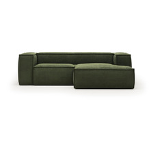 Nosh Blok 2-Sitzer-Sofa mit Chaiselongue rechts breiter Cord grün 240 cm