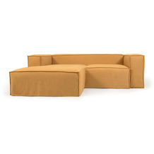 Nosh Blok 2-Sitzer Sofa mit abnehmbarem Bezug mit Chaiselongue links Leinen senfgelb 240 cm