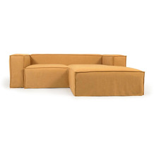 Nosh Blok 2-Sitzer Sofa mit abnehmbarem Bezug mit Chaiselongue rechts Leinen senfgelb 240 cm