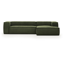 Nosh Blok 3-Sitzer-Sofa mit Chaiselongue rechts breiter Cord grün 300 cm