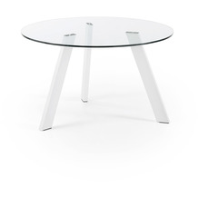 Nosh Carib runder tisch aus Glas und Stahlbeine in Weiß Ø 130 cm