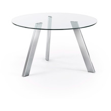 Nosh Carib runder Tisch aus Glas und Stahlbeine verchromt Ø 130 cm